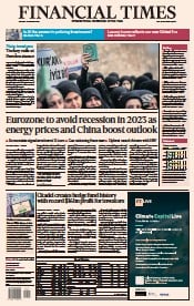 Financial Times (UK) Newspaper Front Page for 23 January 2023