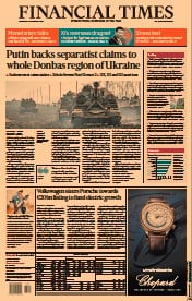 Financial Times (UK) Newspaper Front Page for 23 February 2022