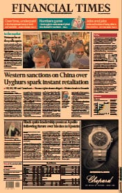 Financial Times (UK) Newspaper Front Page for 23 March 2021