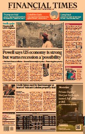 Financial Times (UK) Newspaper Front Page for 23 June 2022