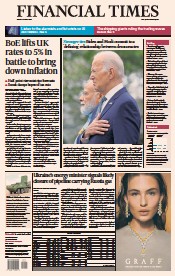 Financial Times (UK) Newspaper Front Page for 23 June 2023