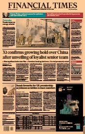 Financial Times (UK) Newspaper Front Page for 24 October 2022