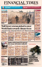 Financial Times (UK) Newspaper Front Page for 24 February 2023