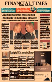 Financial Times (UK) Newspaper Front Page for 24 March 2022