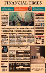 Financial Times (UK) Newspaper Front Page for 24 August 2021