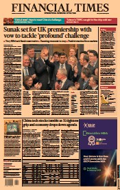 Financial Times (UK) Newspaper Front Page for 25 October 2022