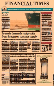 Financial Times (UK) Newspaper Front Page for 25 March 2021