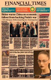 Financial Times (UK) Newspaper Front Page for 25 March 2022