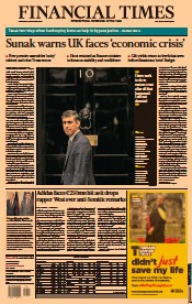Financial Times (UK) Newspaper Front Page for 26 October 2022