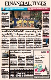 Financial Times (UK) Newspaper Front Page for 26 December 2022