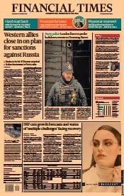 Financial Times (UK) Newspaper Front Page for 26 January 2022