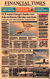 Financial Times (UK) Newspaper Front Page for 27 January 2022