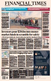 Financial Times (UK) Newspaper Front Page for 27 March 2023