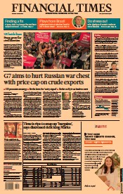 Financial Times (UK) Newspaper Front Page for 27 June 2022