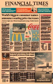 Financial Times (UK) Newspaper Front Page for 27 July 2022