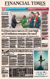 Financial Times (UK) Newspaper Front Page for 27 July 2023