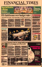 Financial Times (UK) Newspaper Front Page for 28 December 2021
