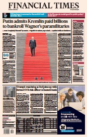 Financial Times (UK) Newspaper Front Page for 28 June 2023