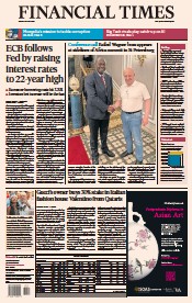 Financial Times (UK) Newspaper Front Page for 28 July 2023