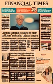 Financial Times (UK) Newspaper Front Page for 29 October 2021