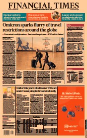 Financial Times (UK) Newspaper Front Page for 29 November 2021