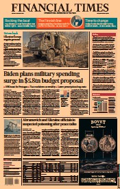 Financial Times (UK) Newspaper Front Page for 29 March 2022