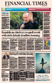 Financial Times (UK) Newspaper Front Page for 29 May 2023