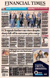 Financial Times (UK) Newspaper Front Page for 2 June 2023