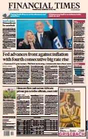 Financial Times (UK) Newspaper Front Page for 3 November 2022