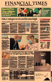 Financial Times (UK) Newspaper Front Page for 3 January 2022