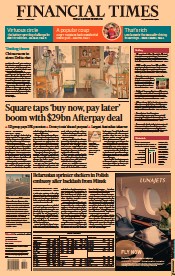 Financial Times (UK) Newspaper Front Page for 3 August 2021