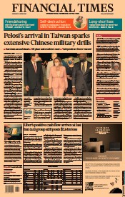 Financial Times (UK) Newspaper Front Page for 3 August 2022