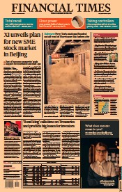 Financial Times (UK) Newspaper Front Page for 3 September 2021