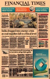 Financial Times (UK) Newspaper Front Page for 4 October 2021