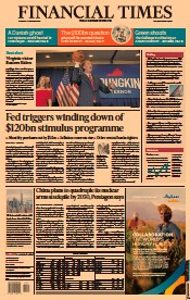 Financial Times (UK) Newspaper Front Page for 4 November 2021