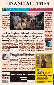 Financial Times (UK) Newspaper Front Page for 4 November 2022