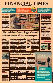 Financial Times (UK) Newspaper Front Page for 5 October 2021