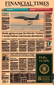 Financial Times (UK) Newspaper Front Page for 5 October 2022