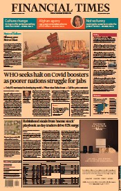 Financial Times (UK) Newspaper Front Page for 5 August 2021