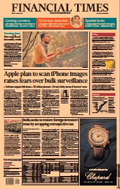 Financial Times (UK) Newspaper Front Page for 6 August 2021