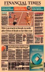 Financial Times (UK) Newspaper Front Page for 6 September 2021