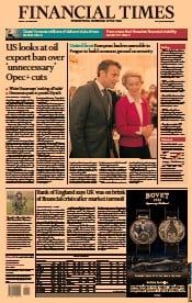 Financial Times (UK) Newspaper Front Page for 7 October 2022
