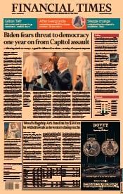 Financial Times (UK) Newspaper Front Page for 7 January 2022