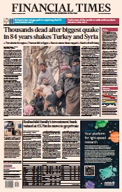 Financial Times (UK) Newspaper Front Page for 7 February 2023