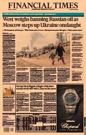 Financial Times (UK) Newspaper Front Page for 7 March 2022