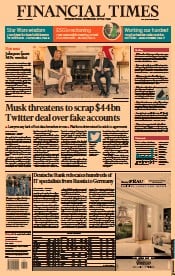 Financial Times (UK) Newspaper Front Page for 7 June 2022