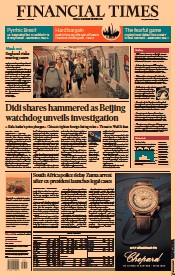 Financial Times (UK) Newspaper Front Page for 7 July 2021