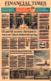 Financial Times (UK) Newspaper Front Page for 7 July 2022