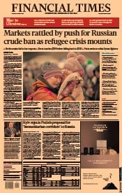 Financial Times (UK) Newspaper Front Page for 8 March 2022