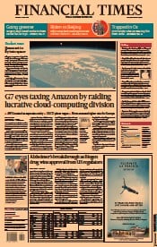 Financial Times (UK) Newspaper Front Page for 8 June 2021